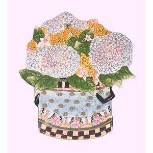 NEW Sakura Spring Bouquet Decorative Serving Plate Tray Hydrangeas Debbie Mumm